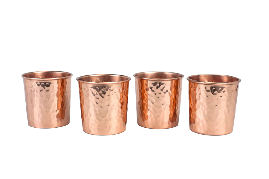 Hammered Copper Tumbler - Set of 4
